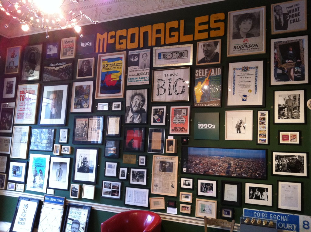 The Little Museum of Dublin's wall-mounted photography and memorabilia.