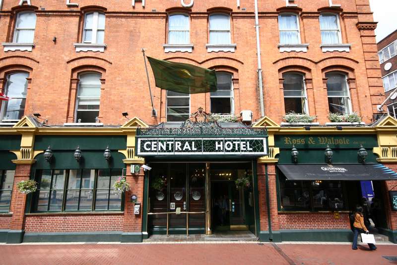 The redbrick entrance of Central Hotel, Dublin