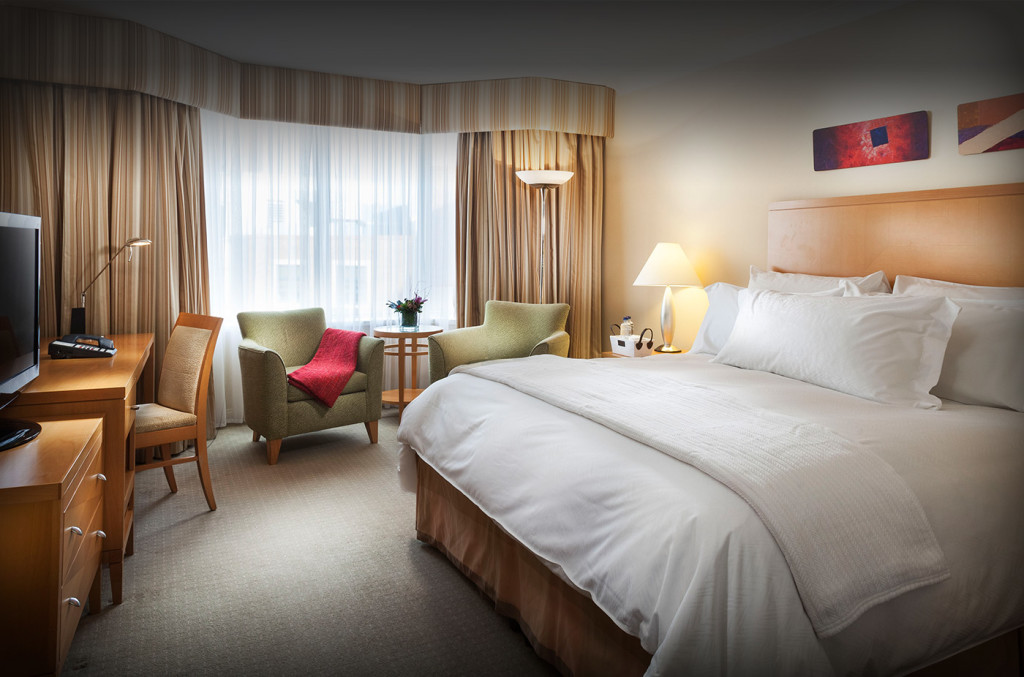A lavishly decorated, spacious double bedroom in the Conrad Dublin