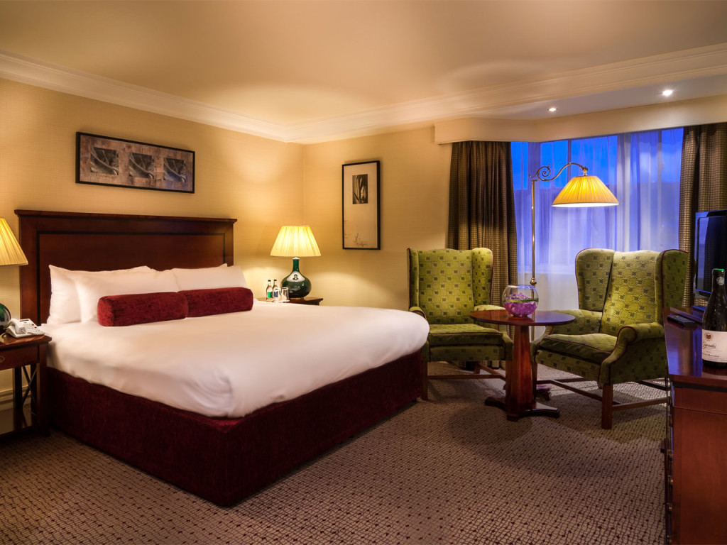 A spacious, splendidly furnished double deluxe suite in the Ballsbridge Hotel