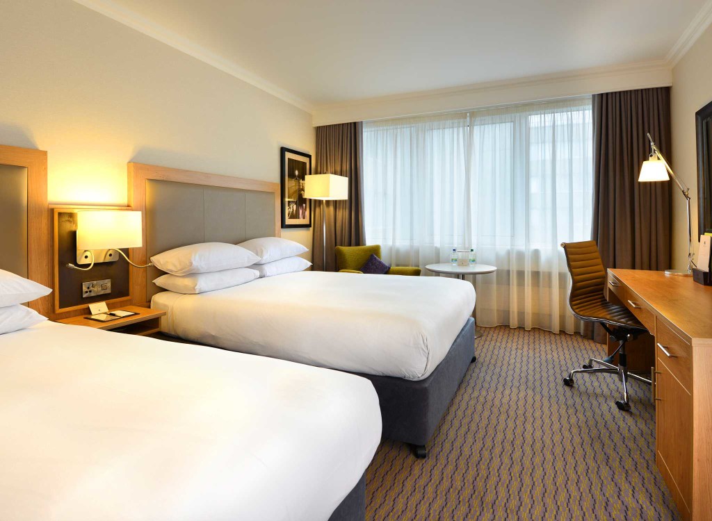 A huge, family size bedroom in the Doubletree by Hilton Burlington Road hotel