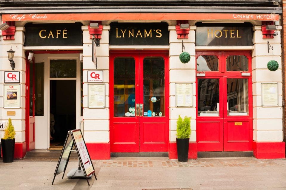 The entrance to Dublin's Lynams Hotel and bar