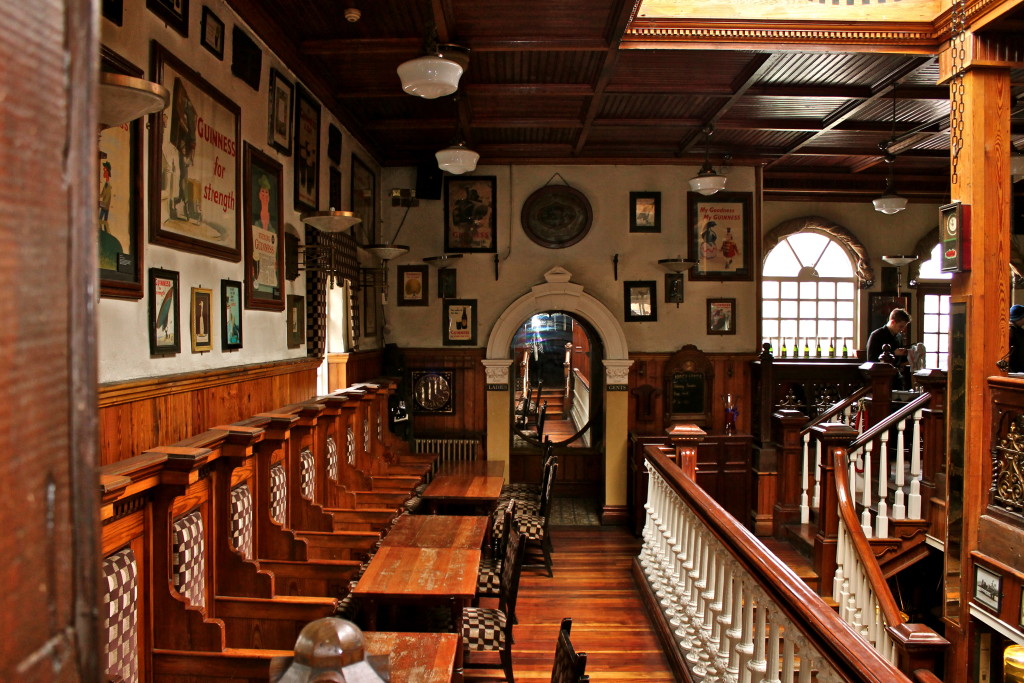 The seating and old-fashioned decor of Nancy Hands bar and restaurant, Dublin