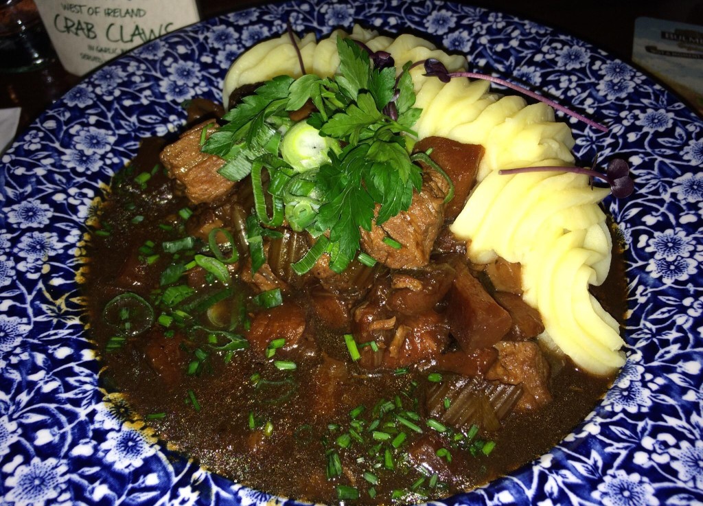 Traditional tasty beef, potatoes and gravy in The Old Storehouse, Dublin