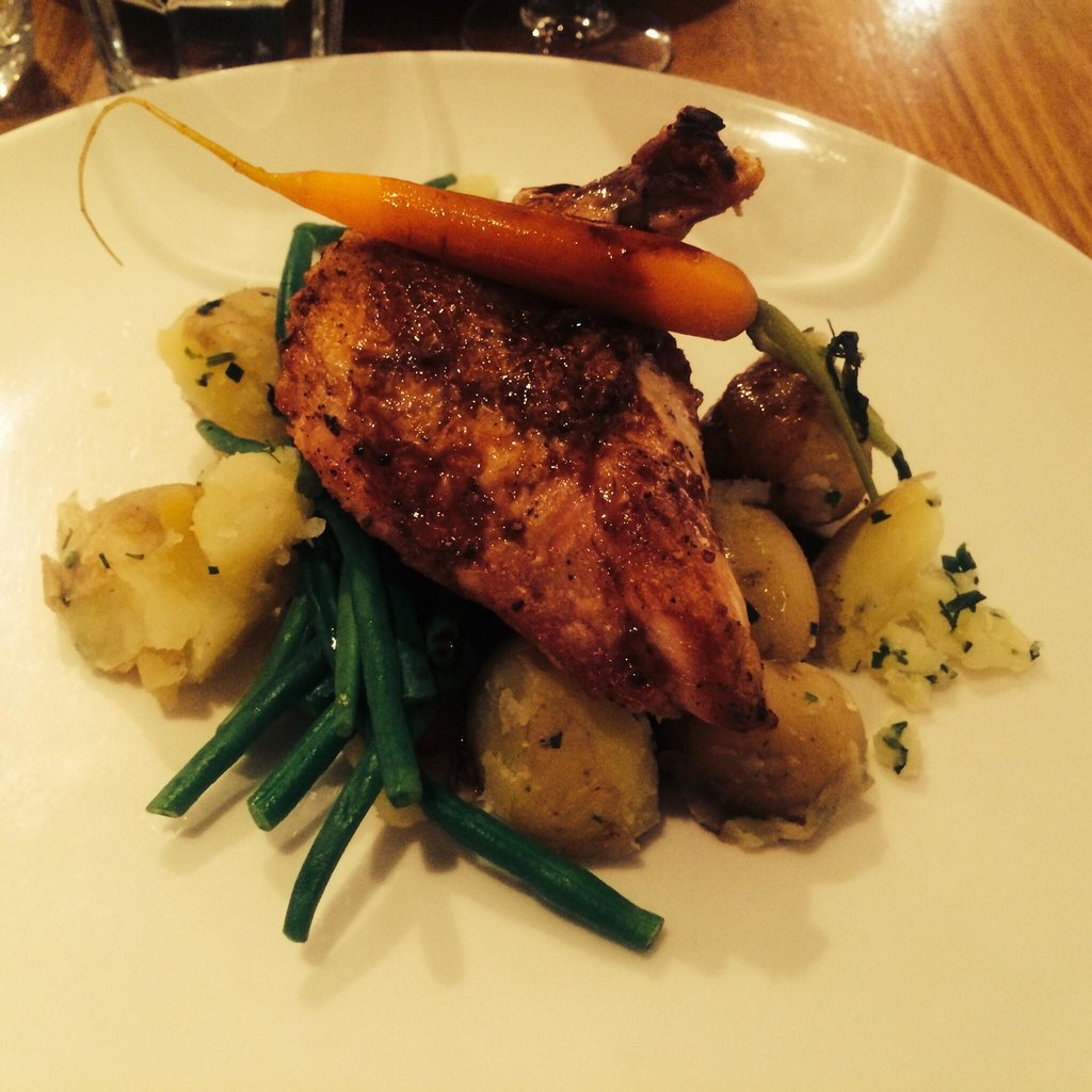 Sumptuously presented chicken and potatoes in Green Nineteen
