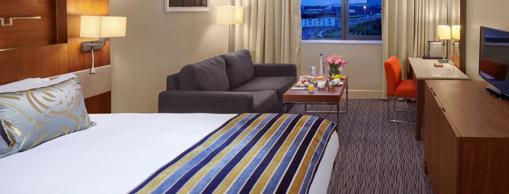 A spacious, well-furnished double bedroom in the Radisson Blu Hotel Dublin Airport