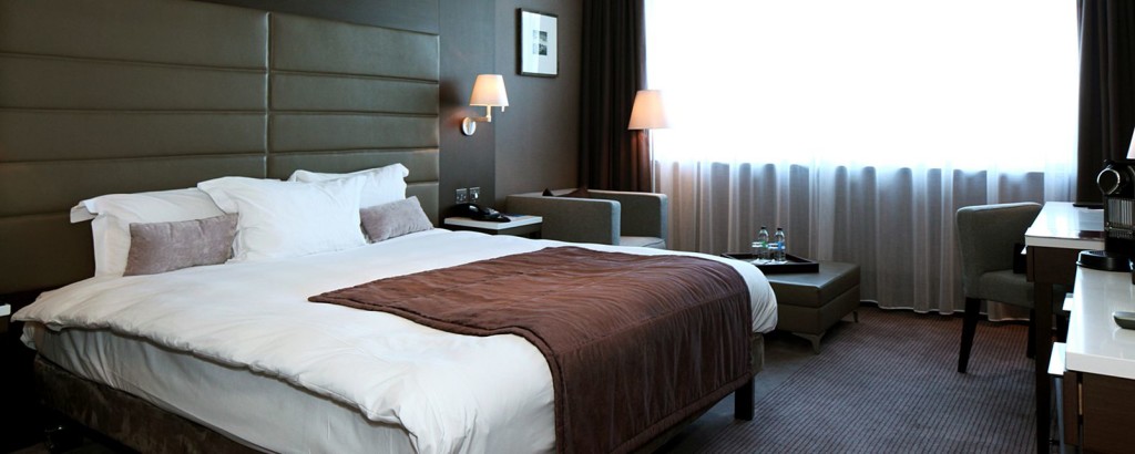 A sizeable double bedroom in the Radisson Blu Royal Hotel Dublin