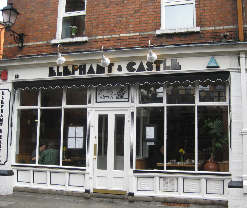 The Elephant and Castle's monochromatic front entrance