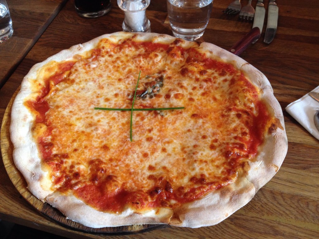 A tasty, gourmet style margarita pizza in Toscana Restaurant, Dublin