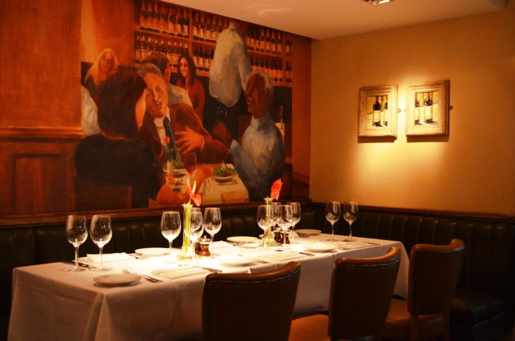 A comfy, warm dining table at Peploe's Wine Bistro