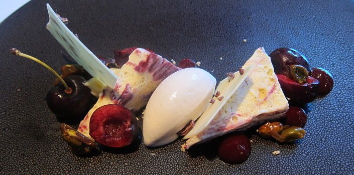 Tantalizingly tempting - a plated cherry parfait at Chapter One