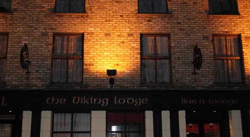The brick exterior of the Viking Lodge Hotel